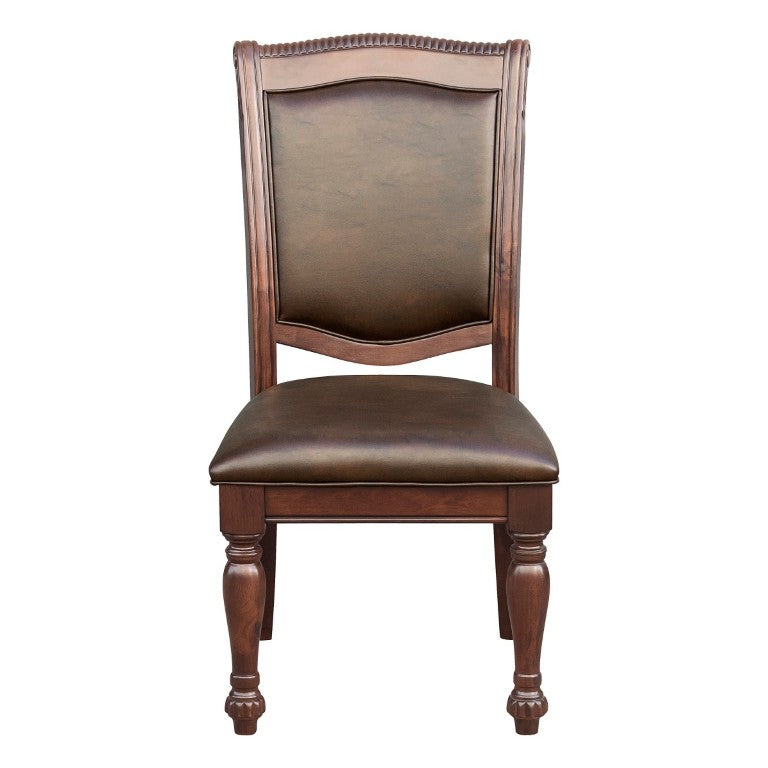 English Elm Side Chairs Set of 8 Parquet Veneer Wood Faux Leather Traditional Dining Room B011P572730