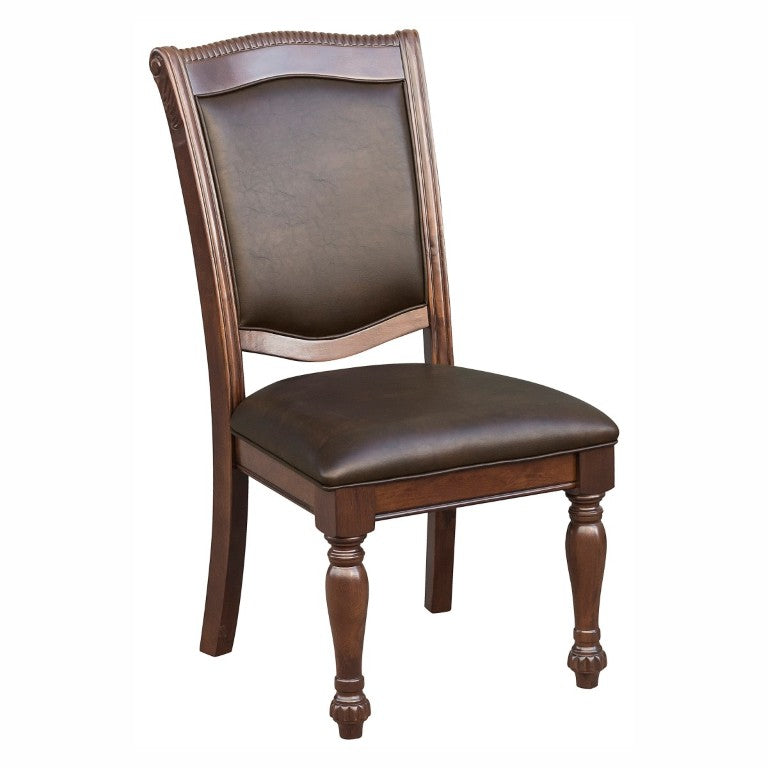 English Elm Side Chairs Set of 8 Parquet Veneer Wood Faux Leather Traditional Dining Room B011P572730