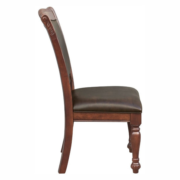 English Elm Side Chairs Set of 8 Parquet Veneer Wood Faux Leather Traditional Dining Room B011P572730