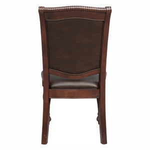 English Elm Side Chairs Set of 8 Parquet Veneer Wood Faux Leather Traditional Dining Room B011P572730