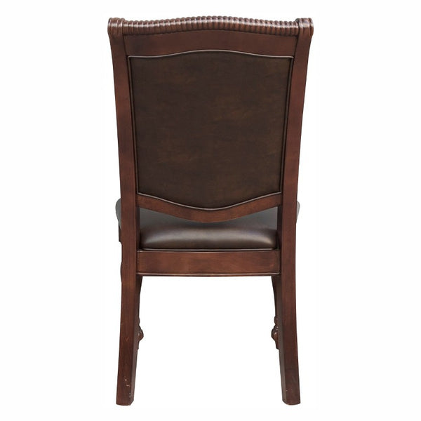 English Elm Side Chairs Set of 8 Parquet Veneer Wood Faux Leather Traditional Dining Room B011P572730