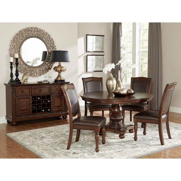 English Elm Side Chairs Set of 8 Parquet Veneer Wood Faux Leather Traditional Dining Room B011P572730