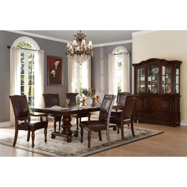 English Elm Side Chairs Set of 8 Parquet Veneer Wood Faux Leather Traditional Dining Room B011P572730
