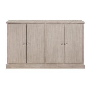 English Elm Server Buffet with Oak Veneer Construction and Chrome Knobs for Modern Dining Rooms B011P572740