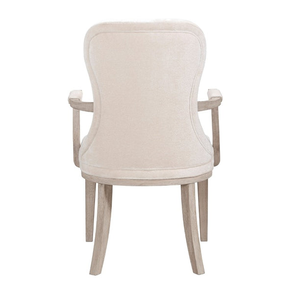 English Elm Arm Chairs Set of 10 Ivory Felt Upholstered Gray Wood Frame Formal Dining Seating B011P572742