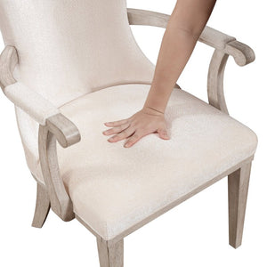 English Elm Arm Chairs Set of 10 Ivory Felt Upholstered Gray Wood Frame Formal Dining Seating B011P572742