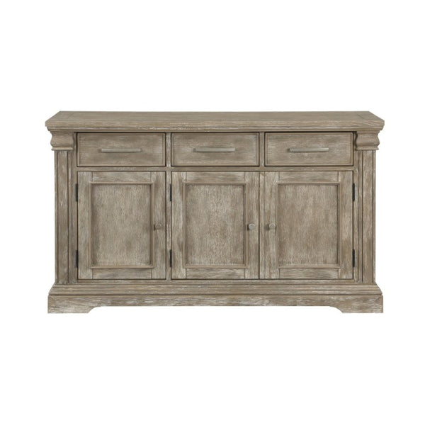 English Elm Buffet/Server Southlake Oak Veneer Wire Brushed Sideboard with Drawers for Dining Room B011P572746