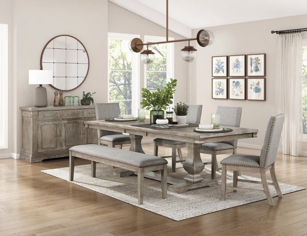 English Elm Buffet/Server Southlake Oak Veneer Wire Brushed Sideboard with Drawers for Dining Room B011P572746