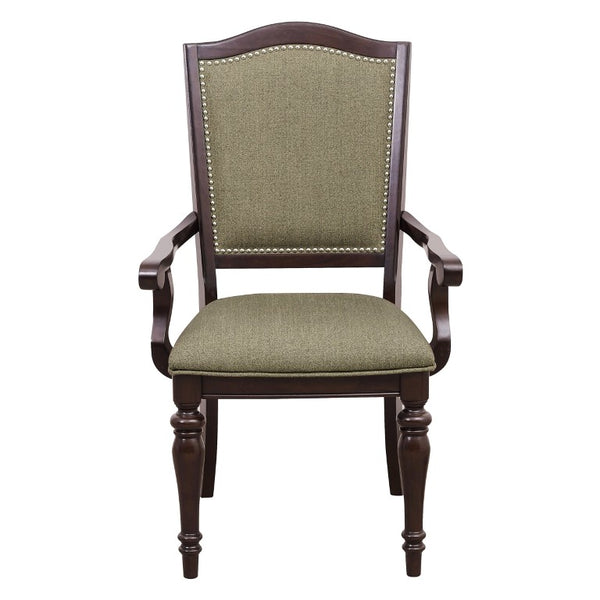 English Elm Arm Chairs Set of 10 Dark Cherry Wood Nailhead Trim Upholstered Formal Dining B011P572749