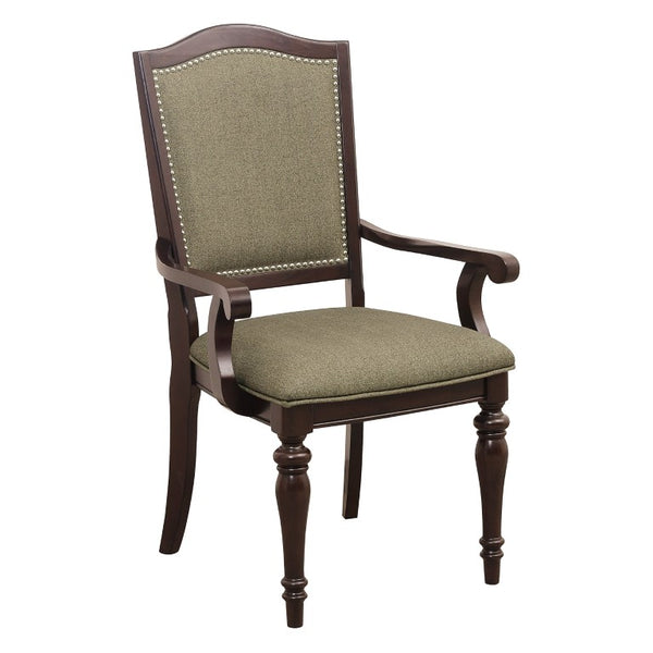 English Elm Arm Chairs Set of 10 Dark Cherry Wood Nailhead Trim Upholstered Formal Dining B011P572749