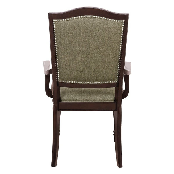 English Elm Arm Chairs Set of 10 Dark Cherry Wood Nailhead Trim Upholstered Formal Dining B011P572749