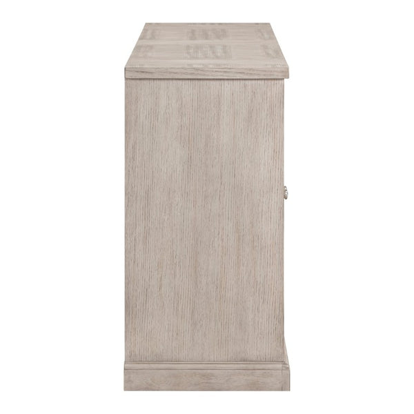 English Elm Buffet/Server Contemporary Light Gray Oak Veneer Sideboard with Chrome Hardware B011P572751