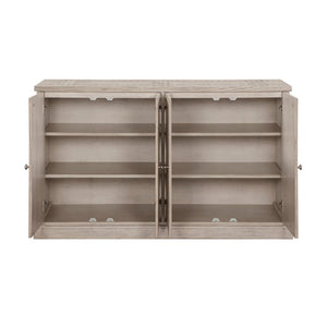 English Elm Buffet/Server Contemporary Light Gray Oak Veneer Sideboard with Chrome Hardware B011P572751