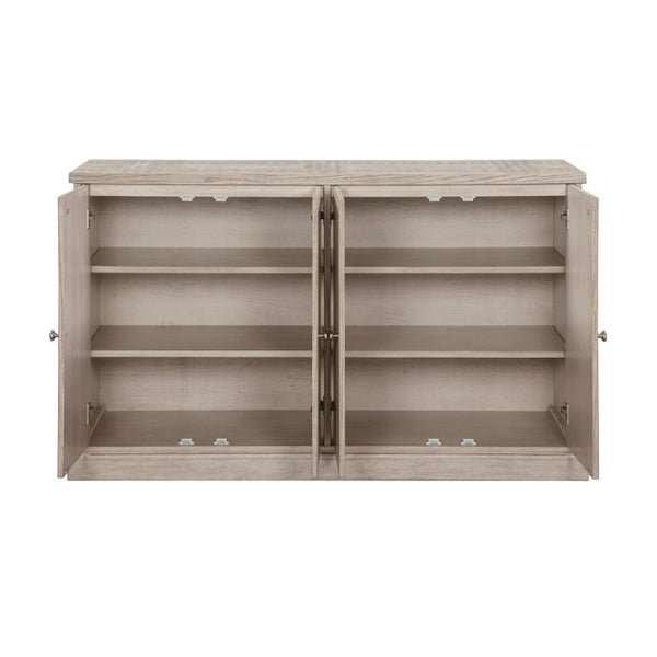 English Elm Buffet/Server Contemporary Light Gray Oak Veneer Sideboard with Chrome Hardware B011P572751