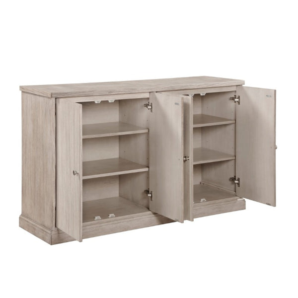 English Elm Buffet/Server Contemporary Light Gray Oak Veneer Sideboard with Chrome Hardware B011P572751