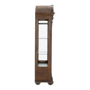 English Elm Curio Traditional Dark Oak Display Cabinet with Glass Doors and Built-In LED Lighting B011P572759