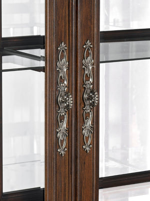 English Elm Curio Traditional Dark Oak Display Cabinet with Glass Doors and Built-In LED Lighting B011P572759