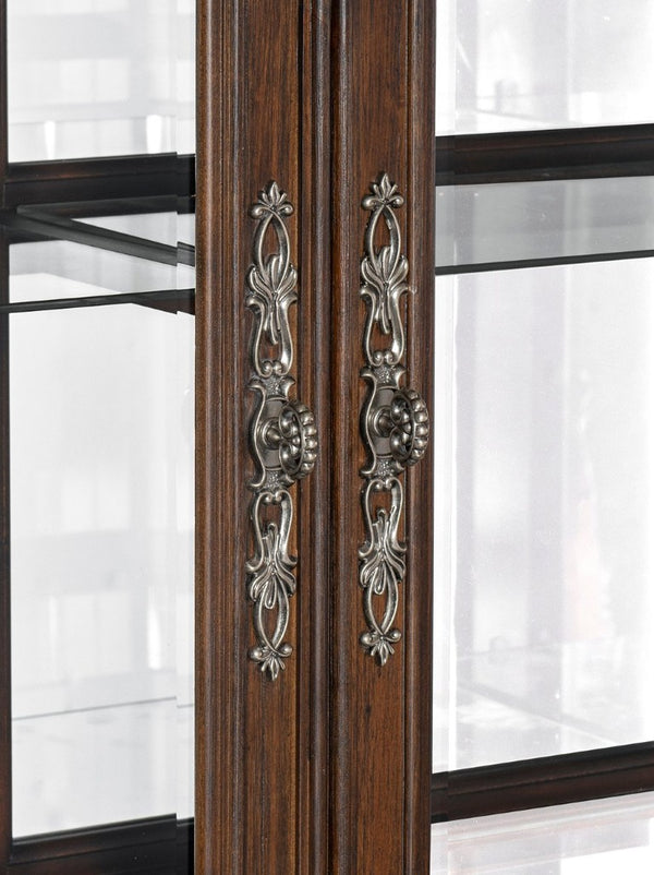 English Elm Curio Traditional Dark Oak Display Cabinet with Glass Doors and Built-In LED Lighting B011P572759