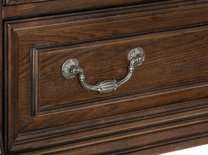 English Elm Curio Traditional Dark Oak Display Cabinet with Glass Doors and Built-In LED Lighting B011P572759