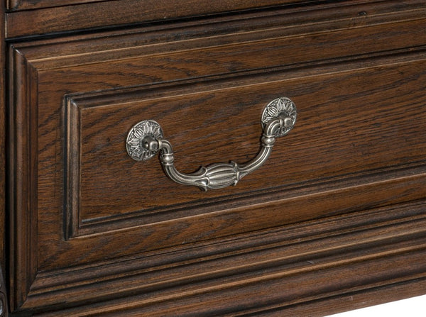 English Elm Curio Traditional Dark Oak Display Cabinet with Glass Doors and Built-In LED Lighting B011P572759
