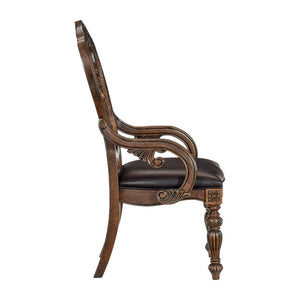 English Elm Arm Chairs Traditional Formal Dining Set of 4 Oak Veneer Dark Finish Carved Wood B011P572760