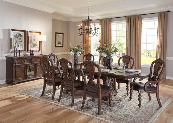 English Elm Arm Chairs Traditional Formal Dining Set of 4 Oak Veneer Dark Finish Carved Wood B011P572760