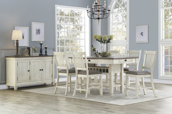 English Elm Side Chairs Set of 8 Farmhouse Counter Height Acacia Frame Gray Upholstered Seats B011P572771