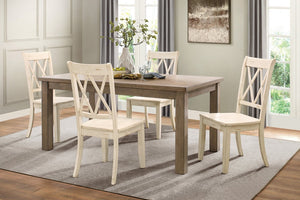 English Elm Side Chairs Set of 8 White Pine Veneer Double X Back for Large Dining Rooms B011P572779