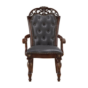 English Elm Arm Chairs Set of 10 Formal Dining Tufted Faux Leather Nailhead Cherry Birch B011P572792