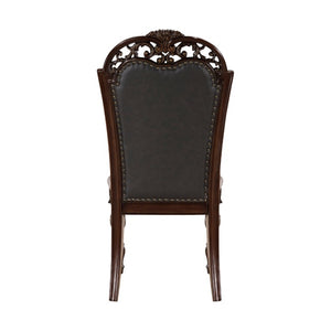 English Elm Side Dining Chairs Set of 8 Tufted Faux Leather Old World Cherry Birch Frame B011P572793