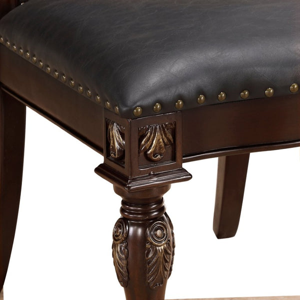 English Elm Side Dining Chairs Set of 8 Tufted Faux Leather Old World Cherry Birch Frame B011P572793