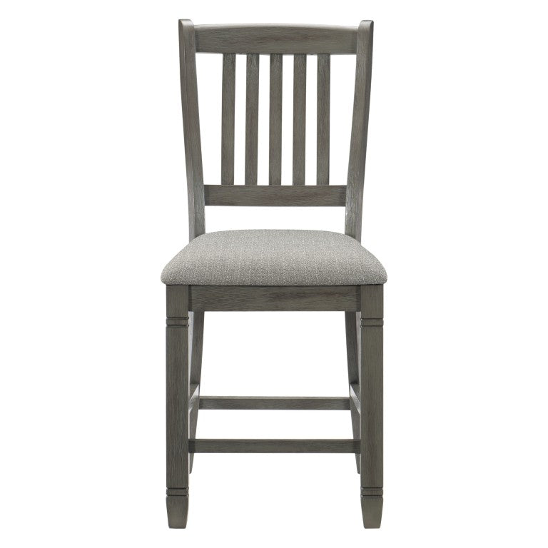 English Elm Counter Height Dining Chairs Set of 8 Antique Gray Wood Frame Upholstered Seats B011P572796