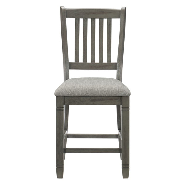 English Elm Counter Height Dining Chairs Set of 8 Antique Gray Wood Frame Upholstered Seats B011P572796