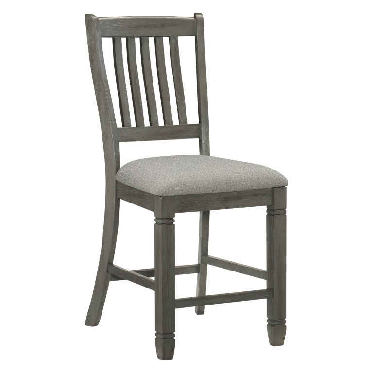 English Elm Counter Height Dining Chairs Set of 8 Antique Gray Wood Frame Upholstered Seats B011P572796