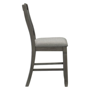 English Elm Counter Height Dining Chairs Set of 8 Antique Gray Wood Frame Upholstered Seats B011P572796