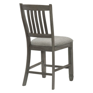 English Elm Counter Height Dining Chairs Set of 8 Antique Gray Wood Frame Upholstered Seats B011P572796