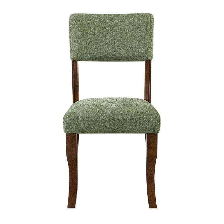 English Elm Side Dining Chairs Set of 8 Olive Chenille Upholstered Wood Frame Rustic MCM B011P572799