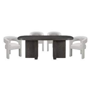 English Elm Dining Table Round Ebony Oak Veneer 57 Inch Seats Four Modern Minimalist 40 x 78 x 30.5 B011P572801