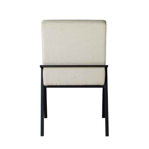English Elm Side Chairs Set of 8 Upholstered Cream Fabric with Black Metal Base for Dining Room B011P572804
