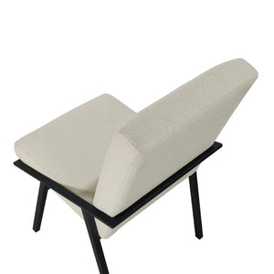 English Elm Side Chairs Set of 8 Upholstered Cream Fabric with Black Metal Base for Dining Room B011P572804