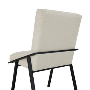 English Elm Side Chairs Set of 8 Upholstered Cream Fabric with Black Metal Base for Dining Room B011P572804