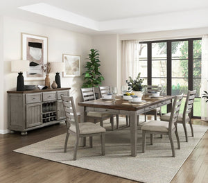 English Elm Side Chairs Arts and Crafts Ladder Back Gray Wood Veneer Beige Upholstered Set B011P572806