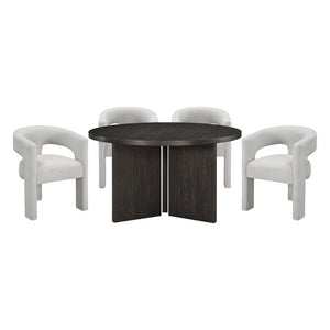 English Elm Dining Table Round Ebony Oak Veneer 57 Inch Seats Four Modern Minimalist 57.25 x 57.25 x 8.25 B011P572807