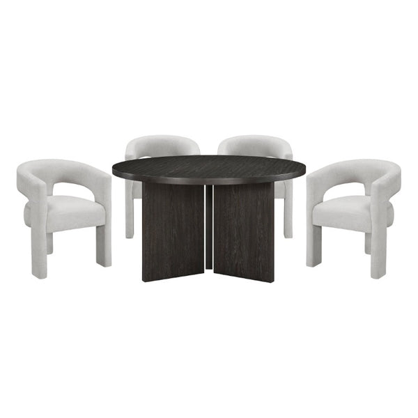 English Elm Dining Table Round Ebony Oak Veneer 57 Inch Seats Four Modern Minimalist 57.25 x 57.25 x 8.25 B011P572807