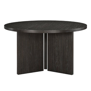English Elm Dining Table Round Ebony Oak Veneer 57 Inch Seats Four Modern Minimalist 57.25 x 57.25 x 8.25 B011P572807