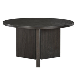English Elm Dining Table Round Ebony Oak Veneer 57 Inch Seats Four Modern Minimalist 57.25 x 57.25 x 8.25 B011P572807