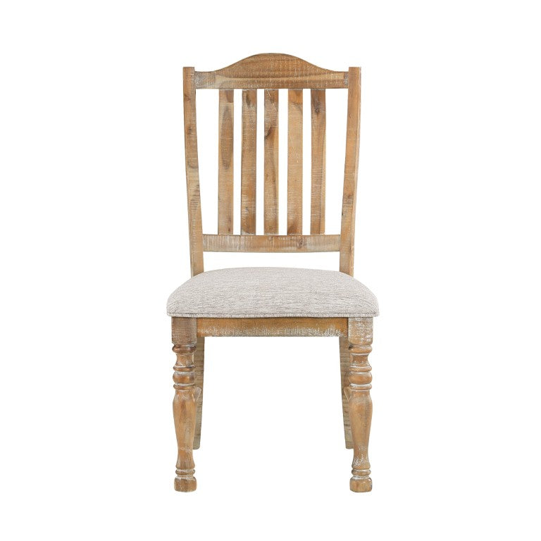 English Elm Side Chairs Farmhouse Acacia Wood Slat Back Upholstered Seat Dining Room Set of 4 B011P572814