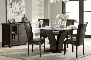 English Elm Side Chairs Set of 8 Espresso Wood Frame Faux Leather Seats for Formal Dining B011P572833