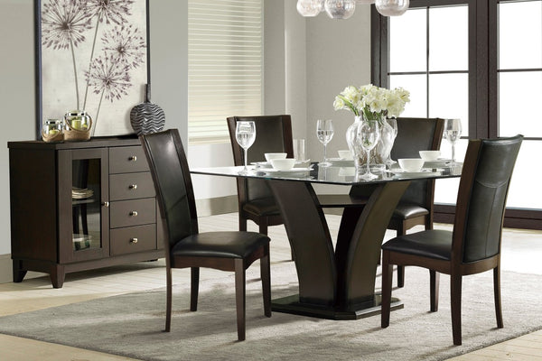 English Elm Side Chairs Set of 8 Espresso Wood Frame Faux Leather Seats for Formal Dining B011P572833