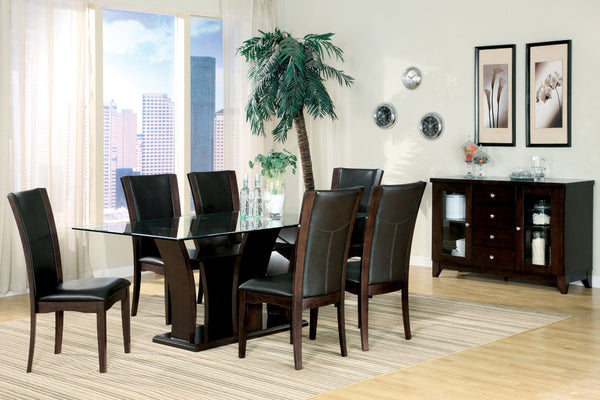 English Elm Side Chairs Set of 8 Espresso Wood Frame Faux Leather Seats for Formal Dining B011P572833
